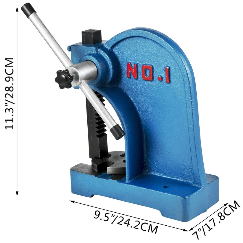 VEVOR Manual Arbor Press 1 Ton, Heavy Duty Arbor Press with 4-5/8 Inch Maximum Height, Manual Desktop Arbor Press Cast Iron Material, for Riveting Punching Holes