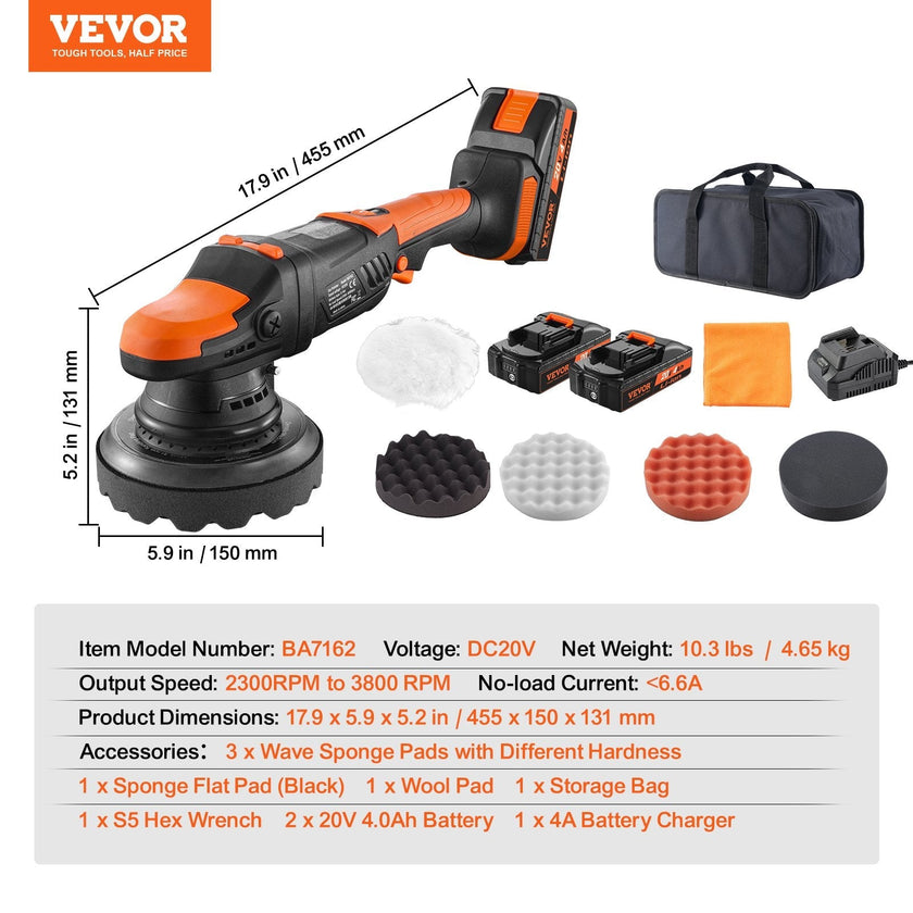 VEVOR 20V Cordless Buffer Polisher 6
