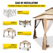VEVOR Outdoor Canopy Gazebo Tent, Portable Canopy Shelter with 11'x11' Large Shade Space for Party, Backyard, Patio Lawn and Garden, 4 Sandbags, Carrying Bag and Netting Included, Brown
