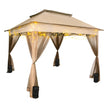 VEVOR Outdoor Canopy Gazebo Tent, Portable Canopy Shelter with 11'x11' Large Shade Space for Party, Backyard, Patio Lawn and Garden, 4 Sandbags, Carrying Bag and Netting Included, Brown