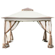 VEVOR Outdoor Canopy Gazebo Tent, Portable Canopy Shelter with 12\'x12\' Large Shade Tents for Parties, Backyard, Patio Lawn and Garden, 4 Sandbags, Carrying Bag and Netting Included, Brown