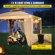 VEVOR Outdoor Canopy Gazebo Tent, Portable Canopy Shelter with 10'x10' Large Shade Space for Party, Backyard, Patio Lawn and Garden, 4 Sandbags, and Netting Included, Brown