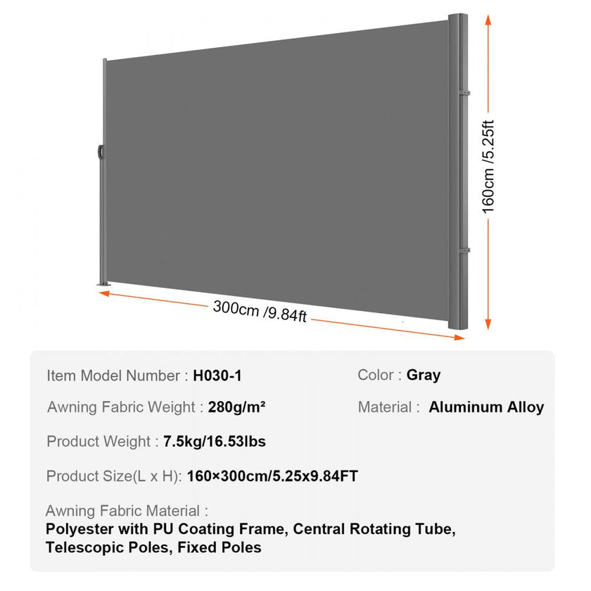VEVOR Retractable Side Awning 118