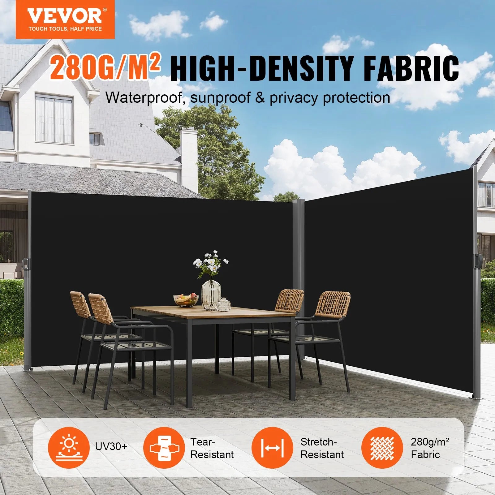 VEVOR Retractable Patio Screen 63inch In Height Retractable Screen 236inch In Length Office Dividers Partition Wall Outdoor Retractable Gate Retractable Fence Outdoor Screens For Patio Privacy