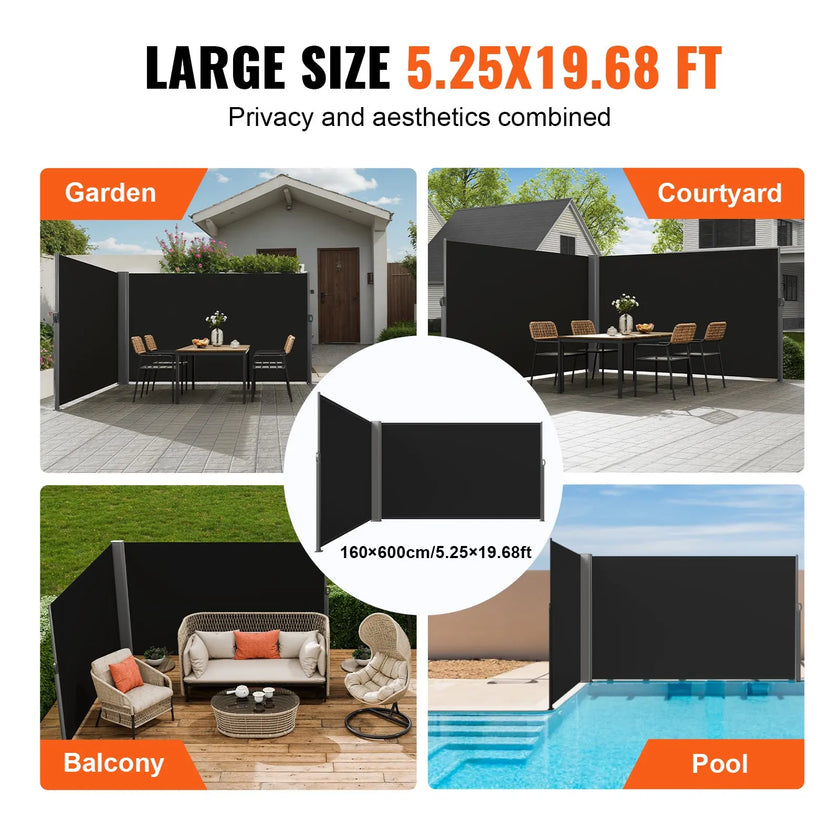 VEVOR Retractable Patio Screen 63inch In Height Retractable Screen 236inch In Length Office Dividers Partition Wall Outdoor Retractable Gate Retractable Fence Outdoor Screens For Patio Privacy