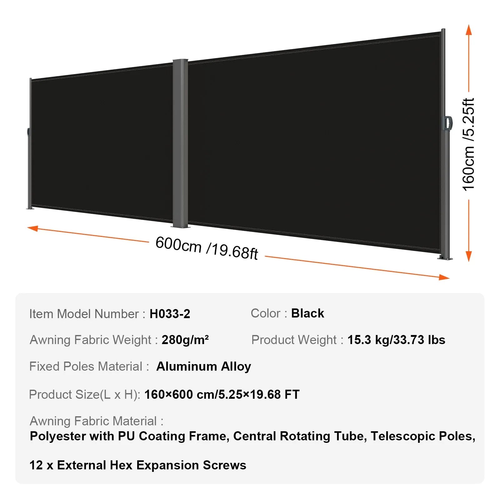 VEVOR Retractable Patio Screen 63inch In Height Retractable Screen 236inch In Length Office Dividers Partition Wall Outdoor Retractable Gate Retractable Fence Outdoor Screens For Patio Privacy
