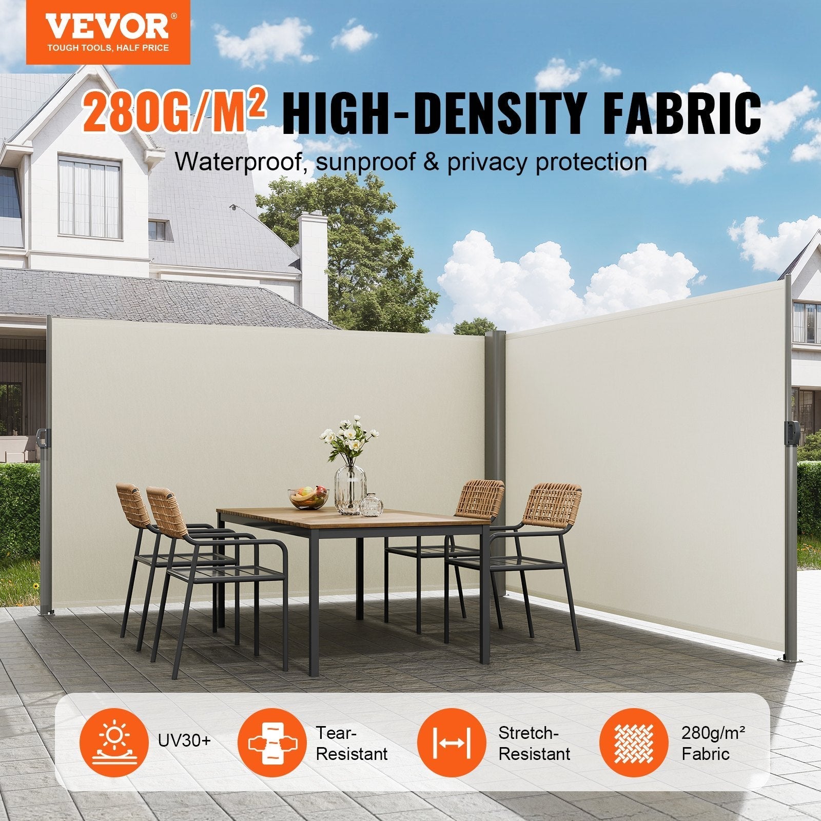Retractable Side Awning Patio Screen Retractable Fence 63x236inch Privacy Screen
