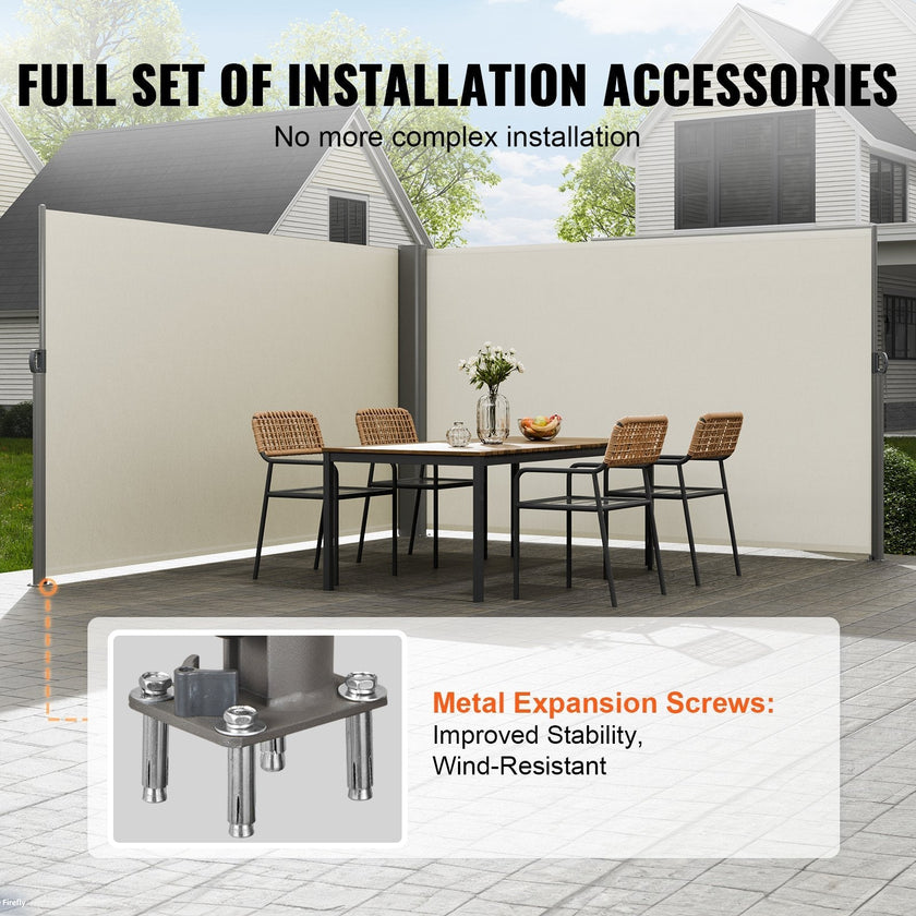 Retractable Side Awning Patio Screen Retractable Fence 63x236inch Privacy Screen