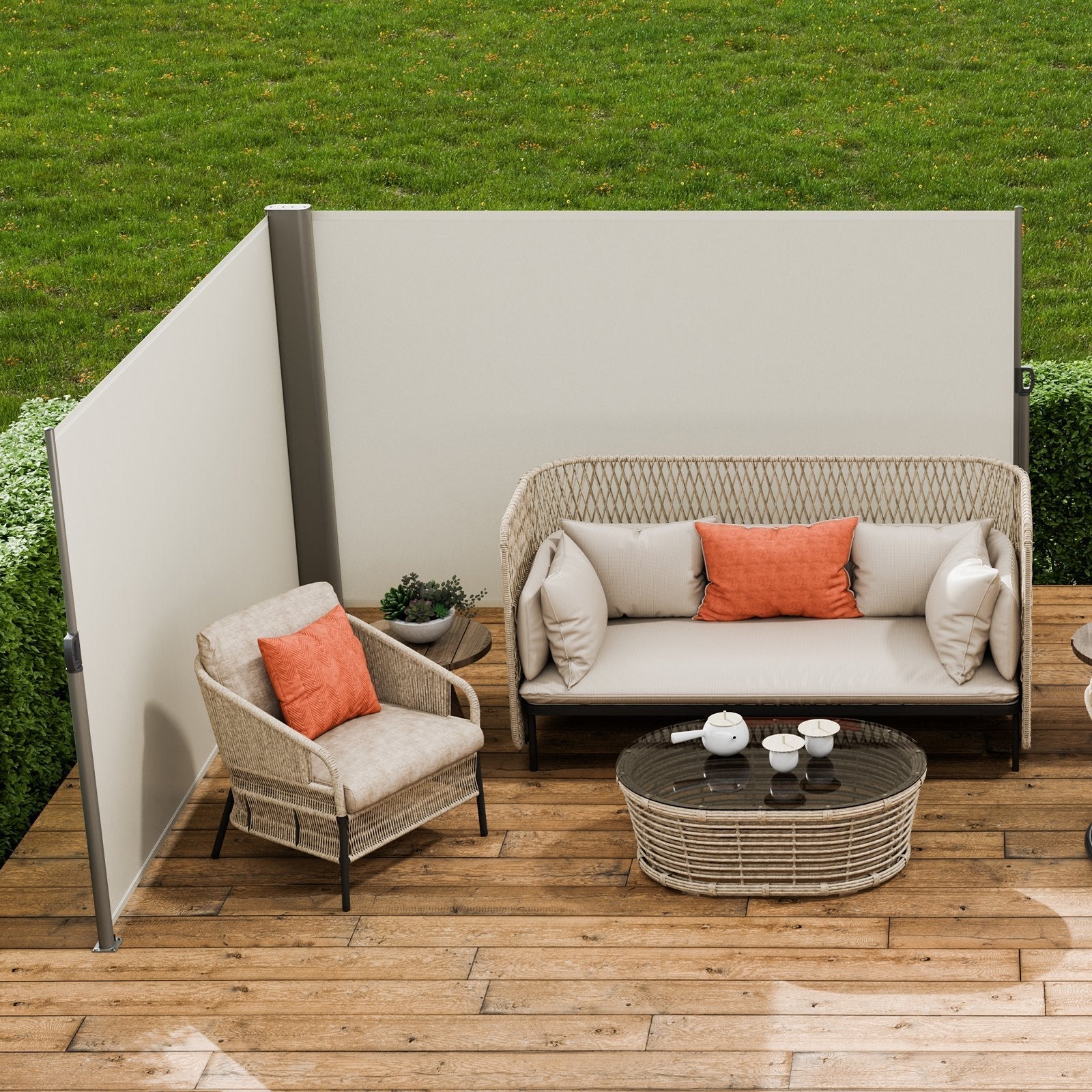 Retractable Side Awning Patio Screen Retractable Fence 63x236inch Privacy Screen