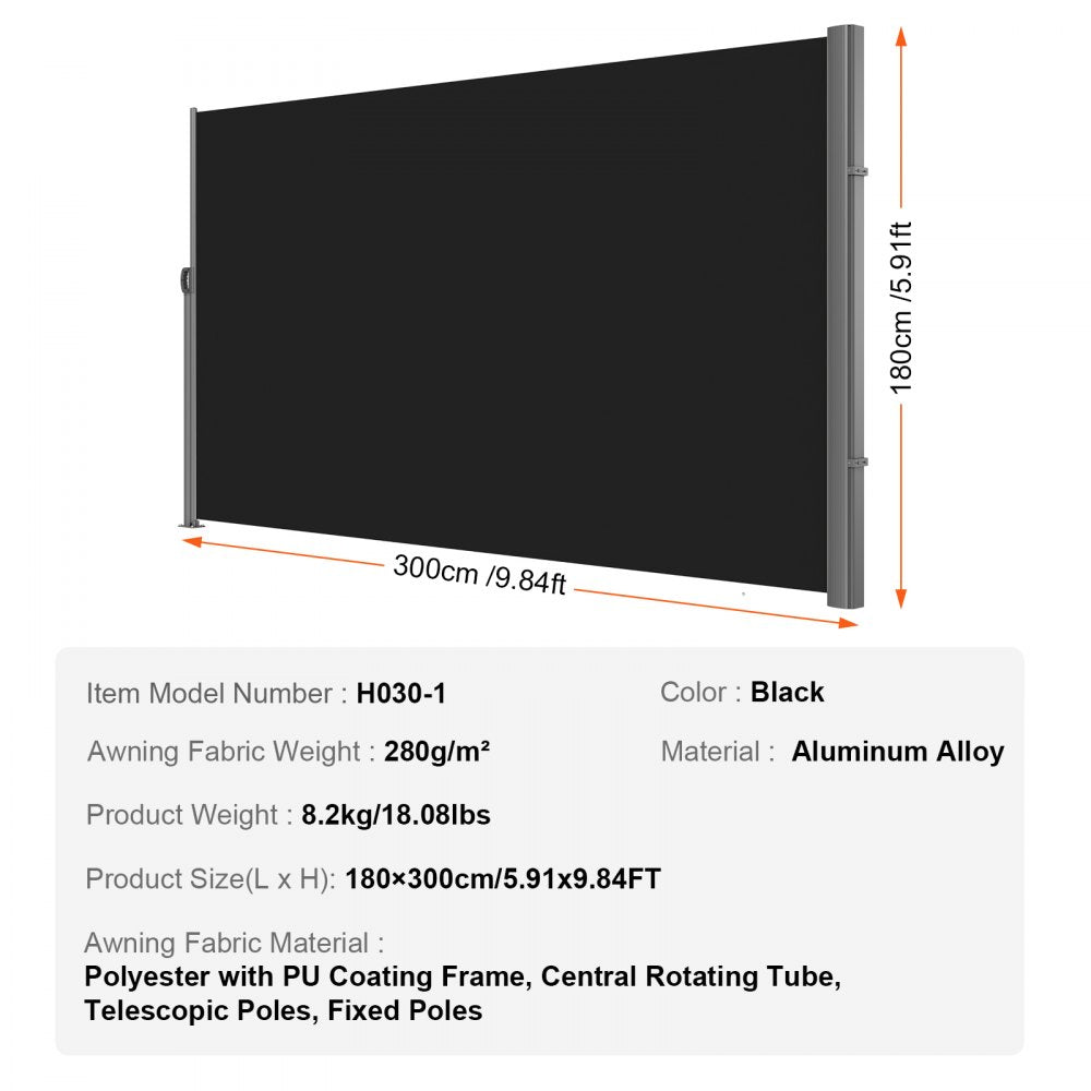 VEVOR Retractable Side Awning, 118