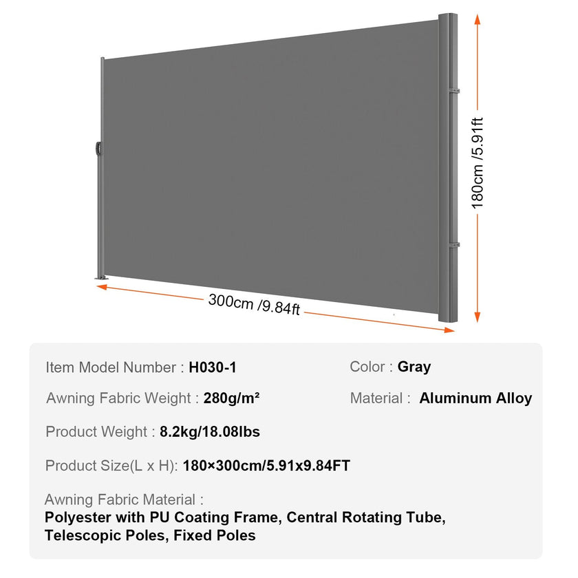 VEVOR Retractable Side Awning 118