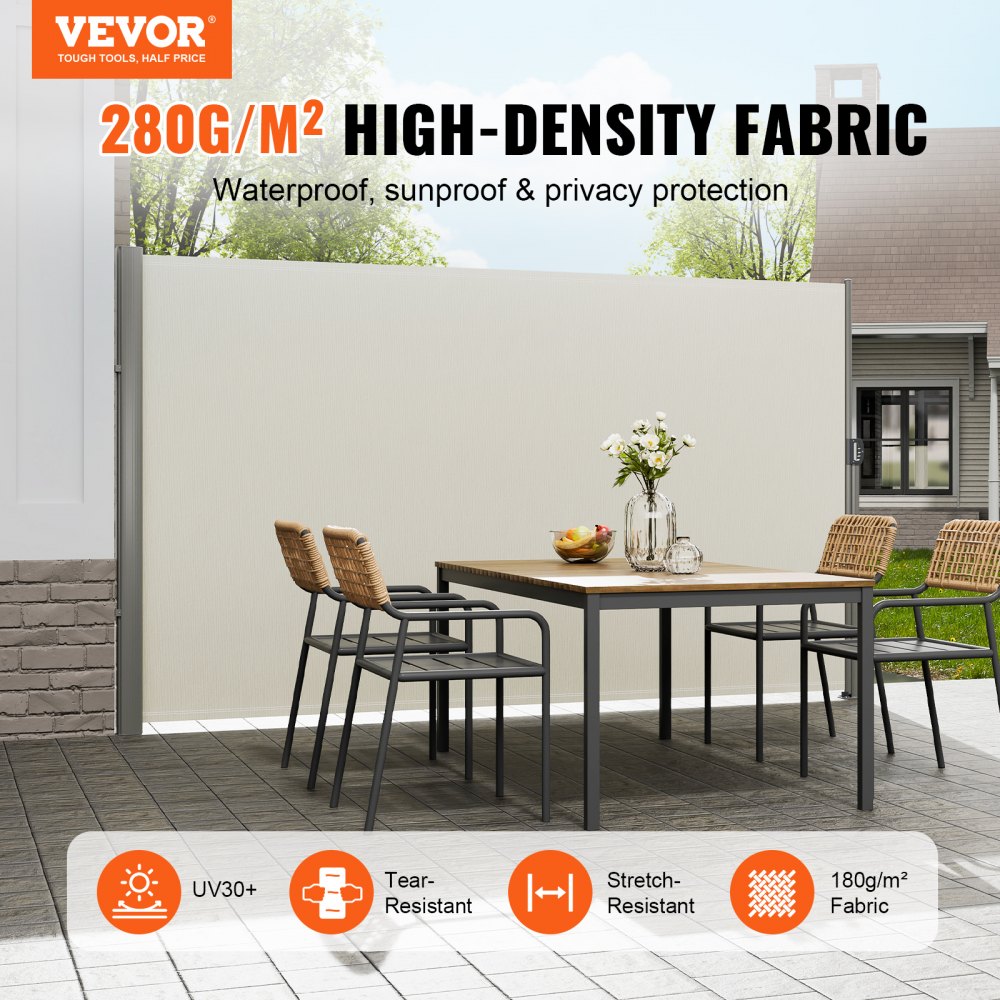 Retractable Side Awning Patio Screen Retractable Fence 71x118inch Privacy Screen
