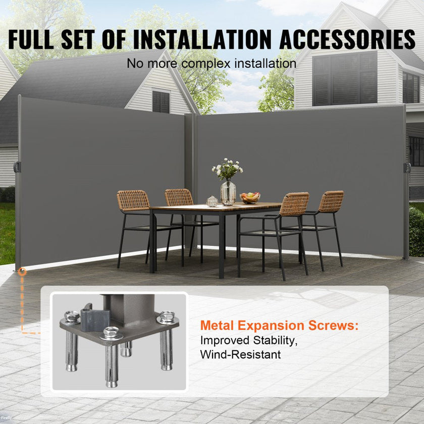 Retractable Side Awning Patio Screen Retractable Fence 71x236inch Privacy Screen