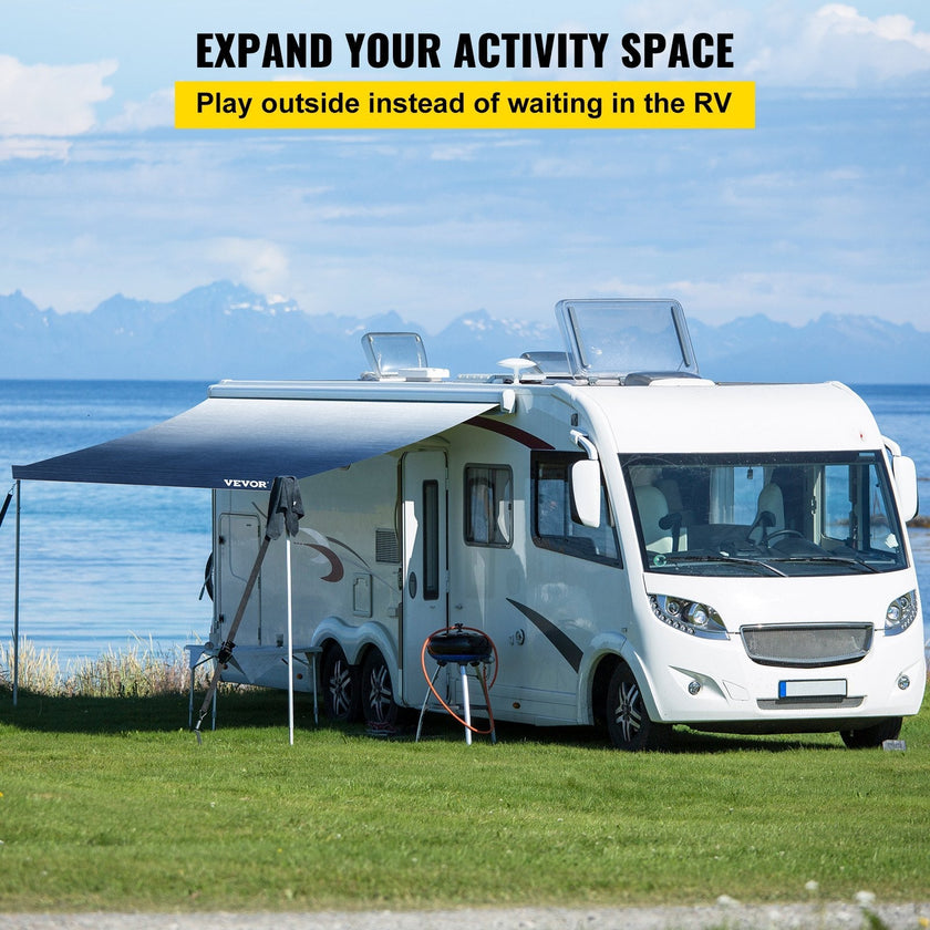 VEVOR RV Awning Replacement Fabric 21 FT, Slate Blue RV Awning Fabric Replacement, 15oz Vinyl Material Replacement Awning, Sun Shade and Waterproof Camper Awning Replacement Fabric