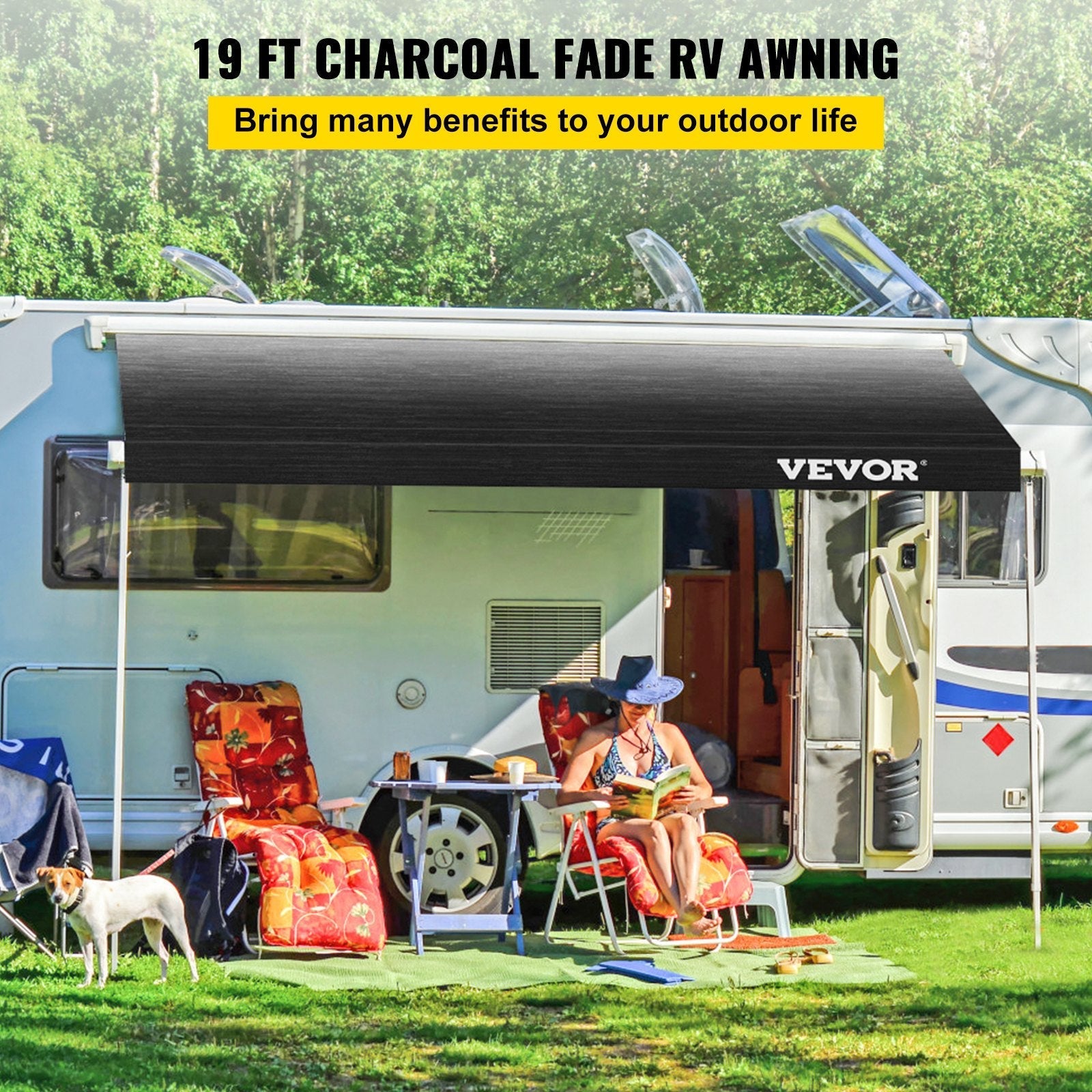 VEVOR RV Awning, Awning Replacement Fabric 19 FT (Fabric 18'2