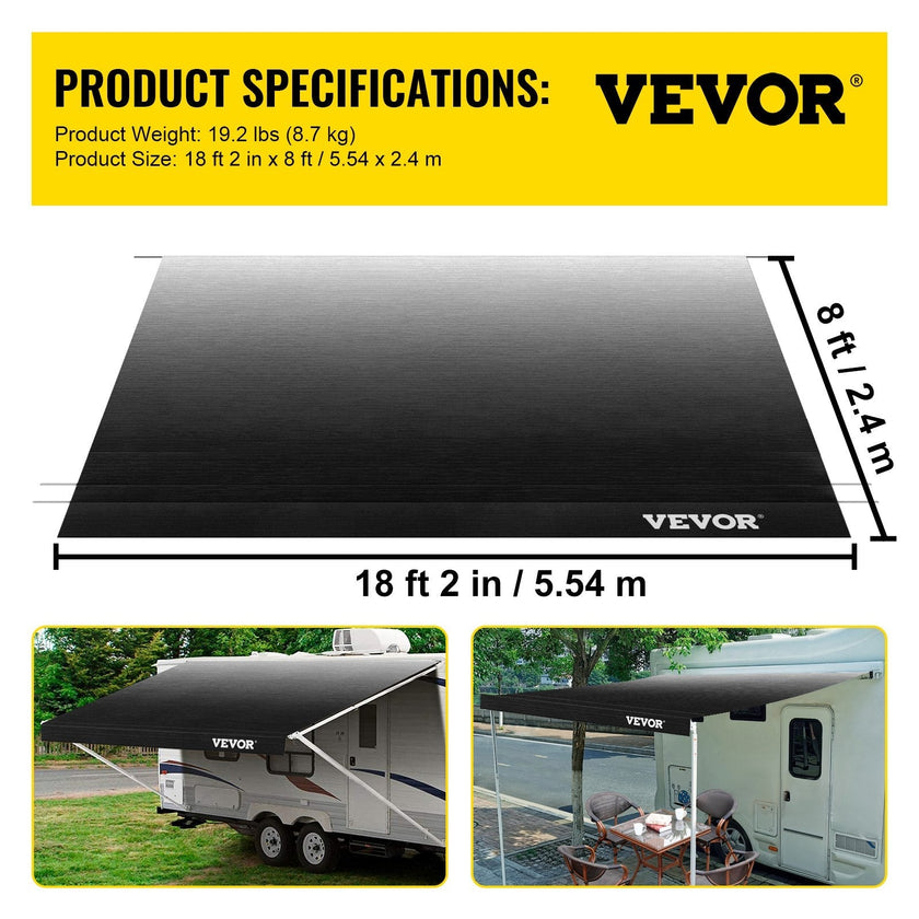 VEVOR RV Awning, Awning Replacement Fabric 19 FT (Fabric 18'2