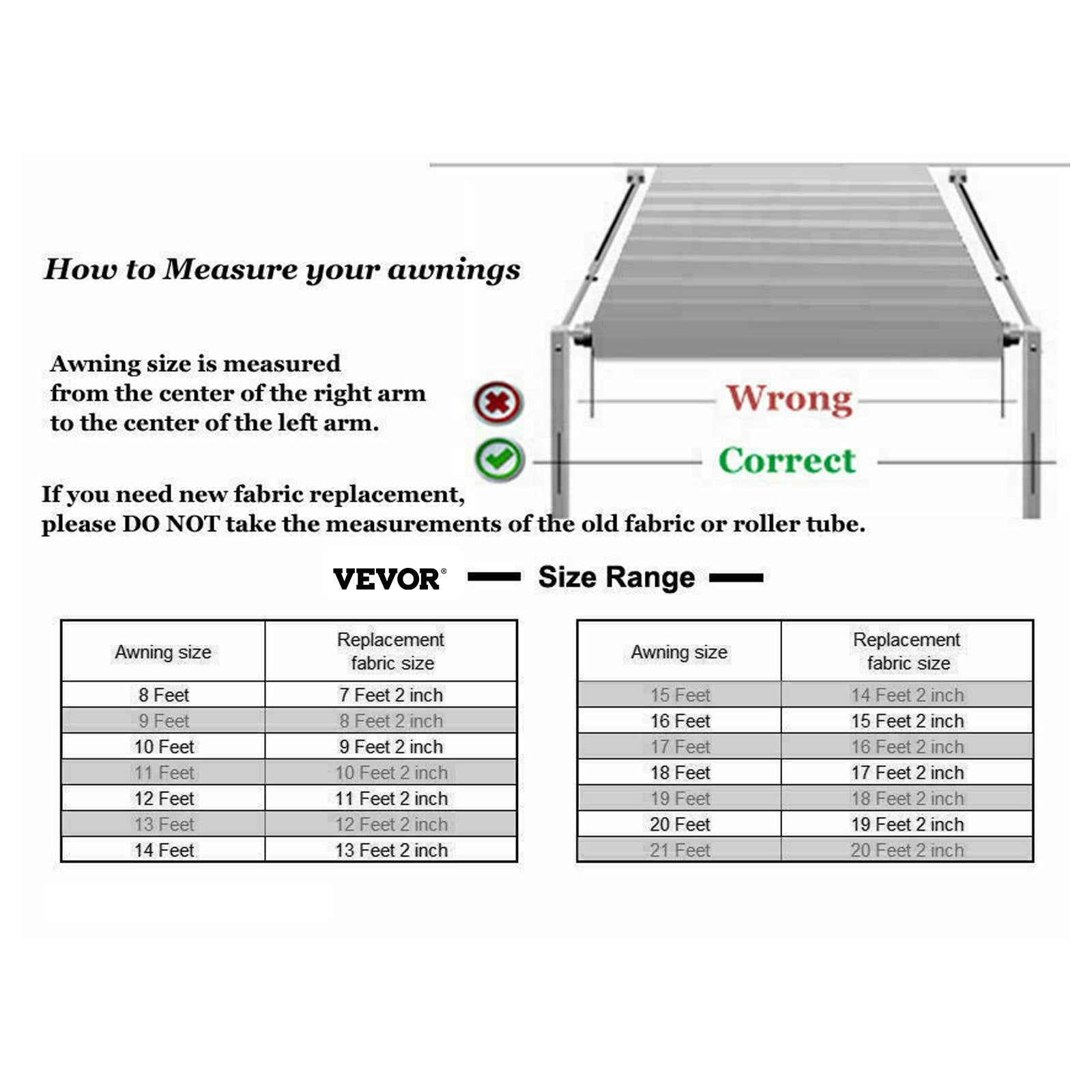VEVOR RV Awning, Awning Replacement Fabric 19 FT (Fabric 18'2