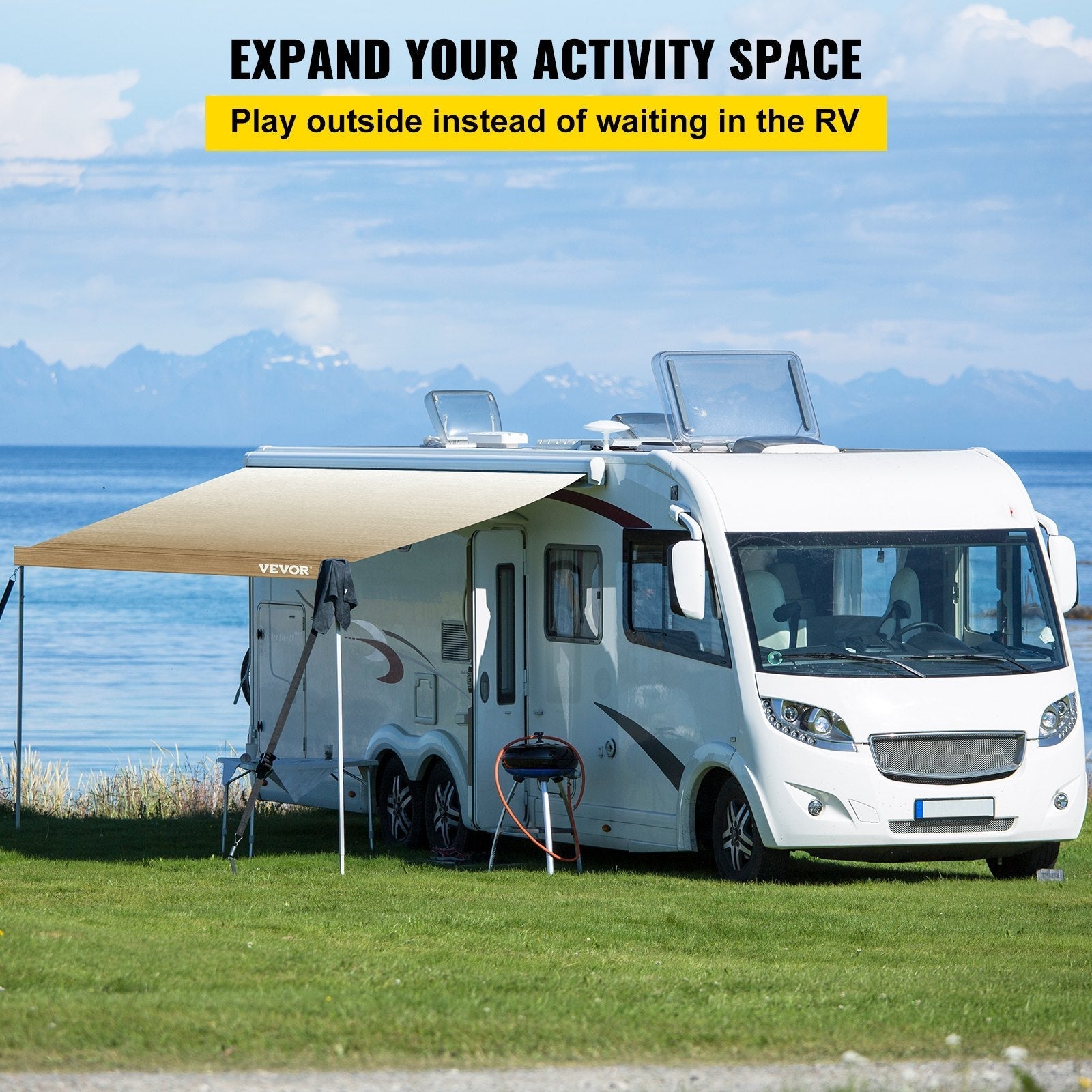 VEVOR RV Awning, Awning Replacement Fabric 19 FT, Brown Fade RV Awning Replacement, 15oz Vinyl Material Replacement Awning, Sun Shade and Waterproof Camper Awning Replacement Fabric