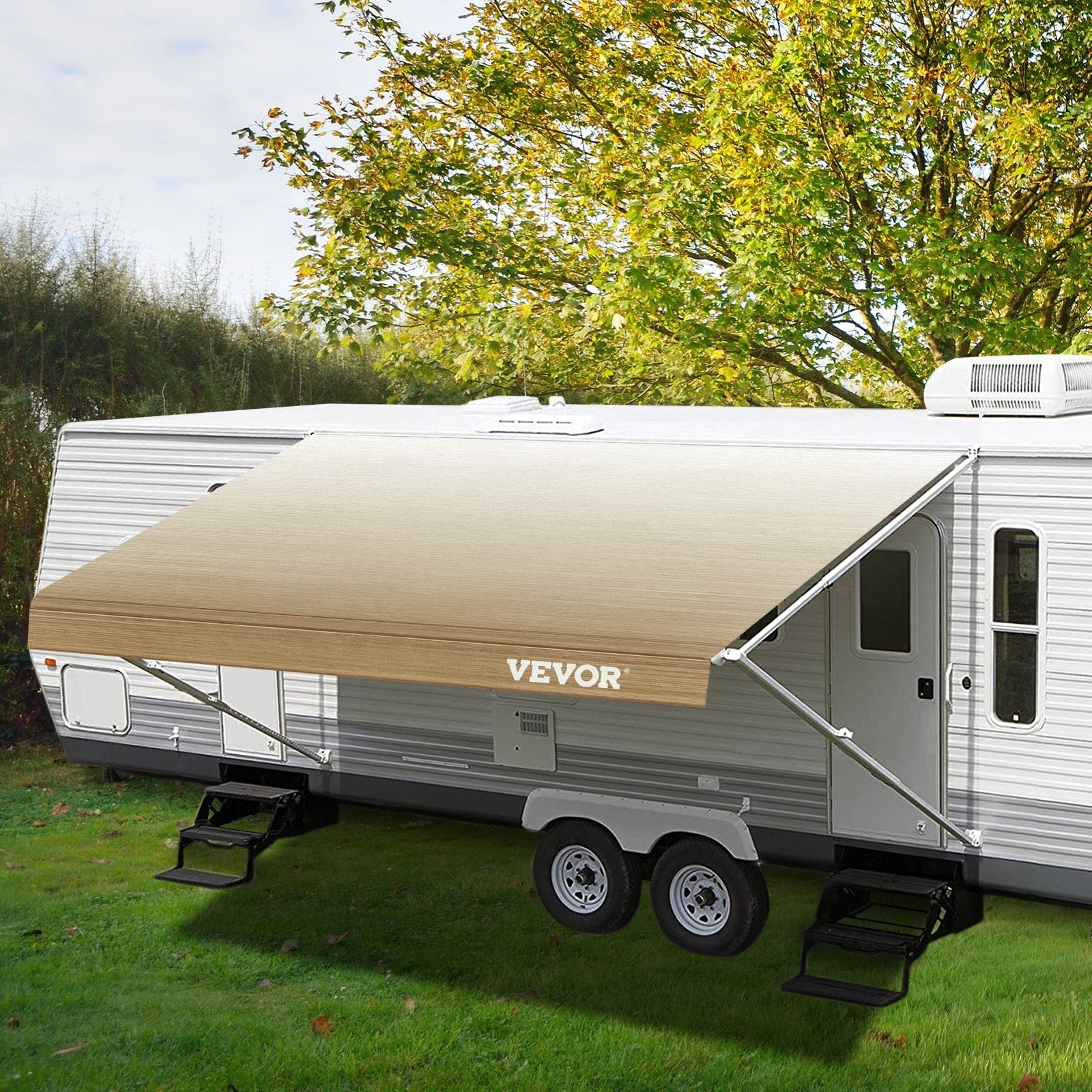 VEVOR RV Awning, Awning Replacement Fabric 19 FT, Brown Fade RV Awning Replacement, 15oz Vinyl Material Replacement Awning, Sun Shade and Waterproof Camper Awning Replacement Fabric