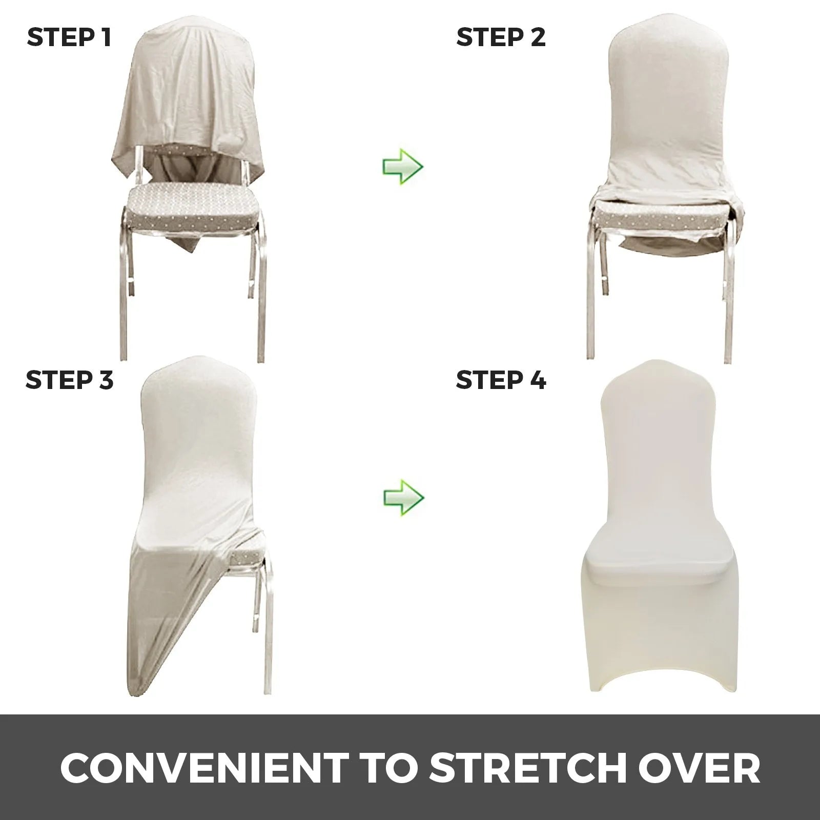 VEVOR Stretch Spandex Folding Chair Covers, Universal Fitted Chair Cover, Removable Washable Protective Slipcovers, for Wedding, Holiday, Banquet, Party, Celebration, Dining (100PCS Ivory White)