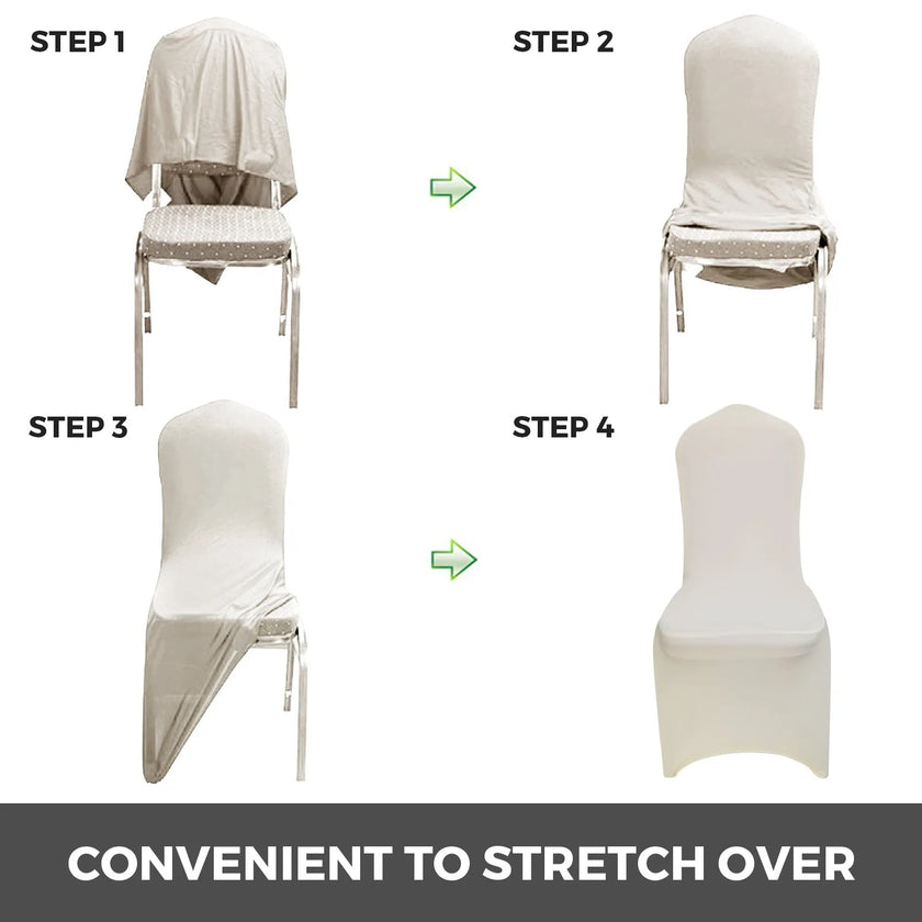 VEVOR Stretch Spandex Folding Chair Covers, Universal Fitted Chair Cover, Removable Washable Protective Slipcovers, for Wedding, Holiday, Banquet, Party, Celebration, Dining (100PCS Ivory White)