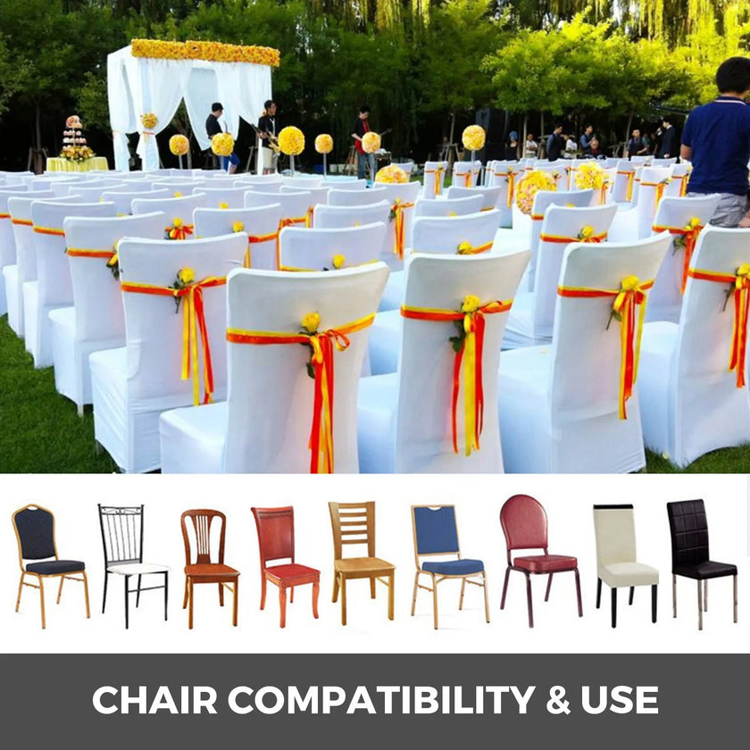 VEVOR Stretch Spandex Folding Chair Covers, Universal Fitted Chair Cover, Removable Washable Protective Slipcovers, for Wedding, Holiday, Banquet, Party, Celebration, Dining (100PCS Ivory White)