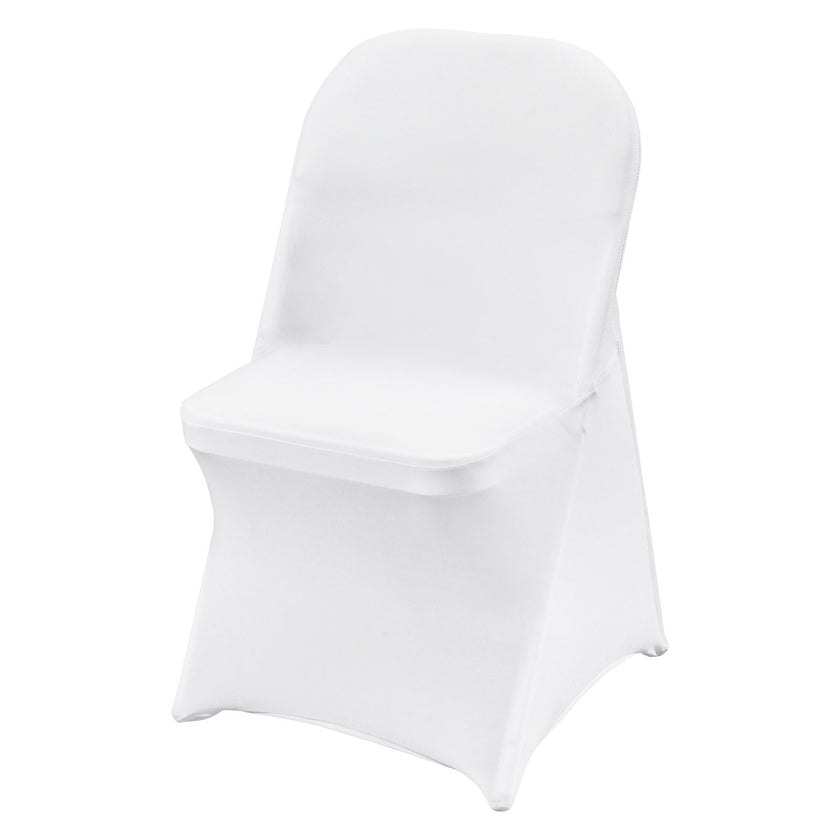 VEVOR White Stretch Spandex Chair Covers - 12 PCS, Folding Kitchen Chairs Cover, Universal Washable Slipcovers Protector, Removable Chair Seat Covers, for Wedding Party Dining Room Banquet Event