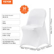 VEVOR White Stretch Spandex Chair Covers - 30 PCS, Folding Kitchen Chairs Cover, Universal Washable Slipcovers Protector, Removable Chair Seat Covers, for Wedding Party Dining Room Banquet Event