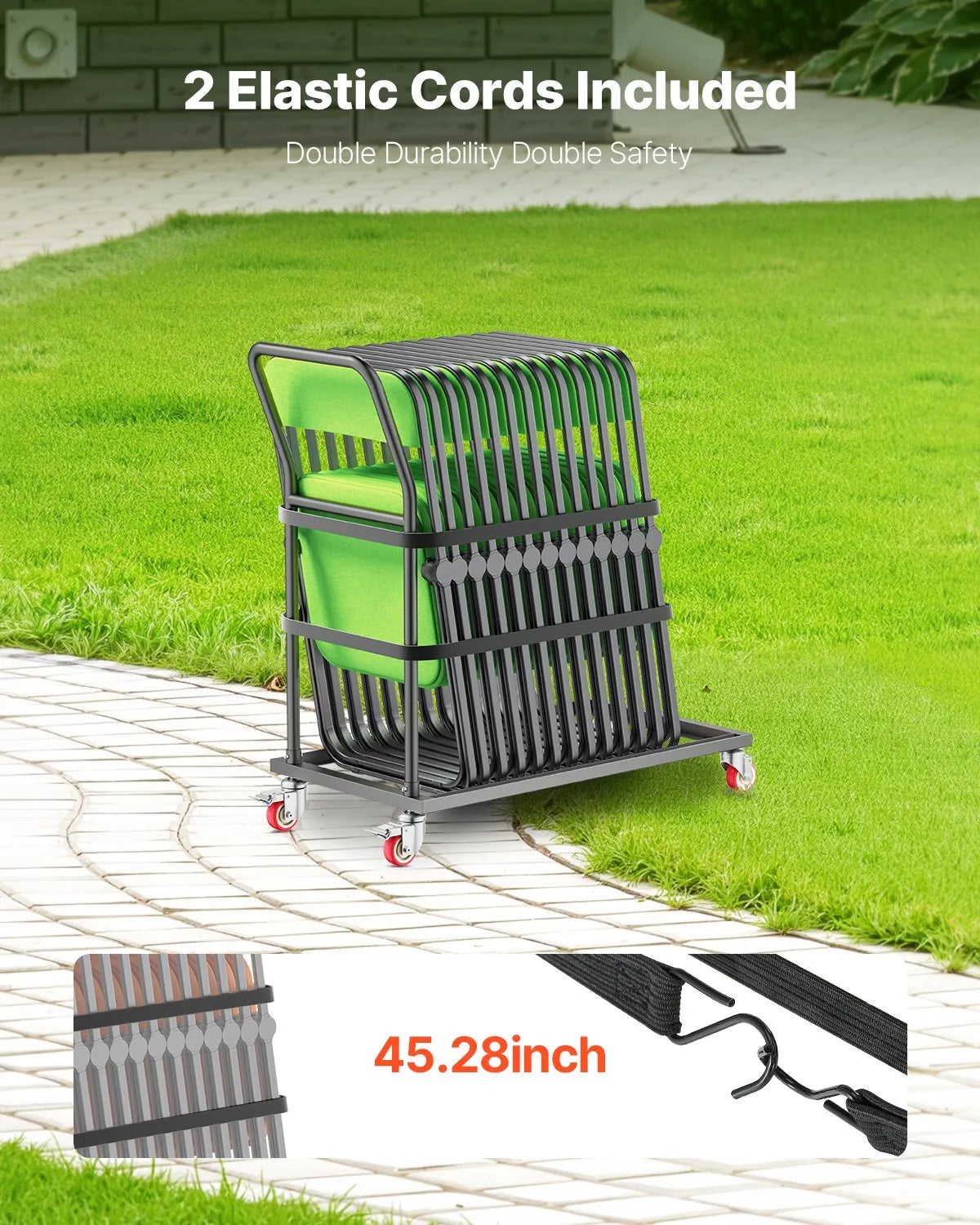 VEVOR Folding Chair Rack Cart for 25 Chairs of 300 LBS L-shape Vertical