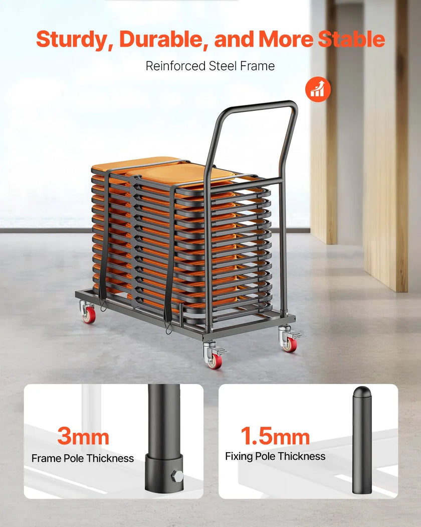 VEVOR Folding Chair Rack Cart for 25 Chairs of 300 LBS L-shape Horizontal