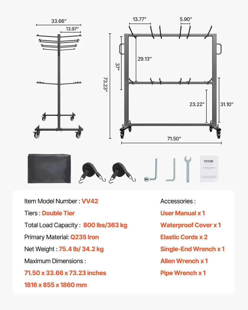 VEVOR Folding Chair Rack Cart for 84 Chairs/ 12 Tables+42 Chairs of 800 LBS