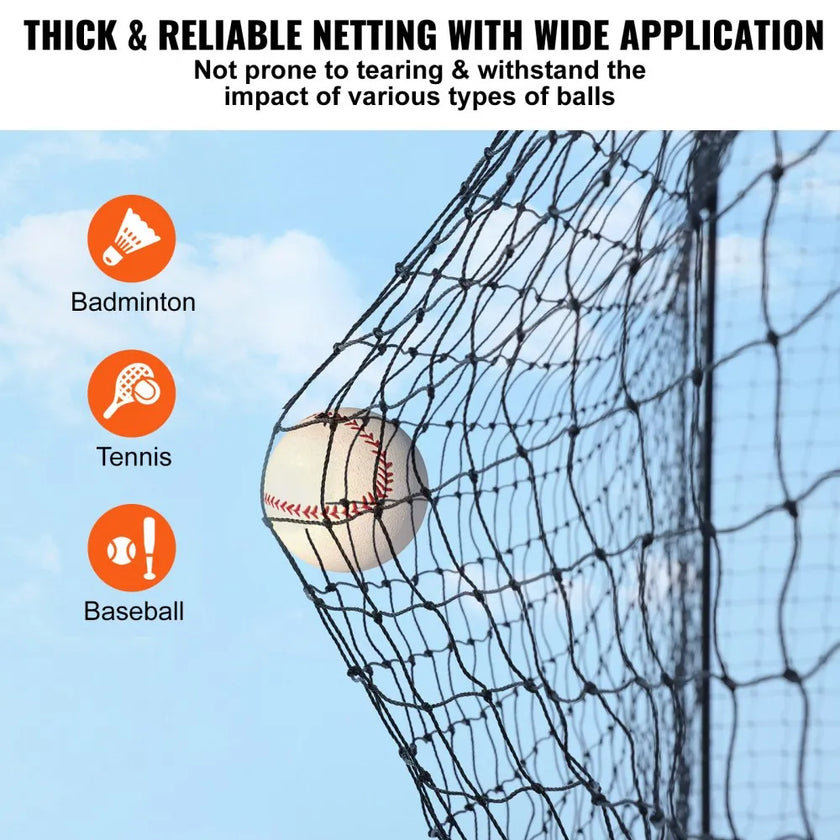 VEVOR Baseball Batting Netting, Professional Softball Baseball Batting Hitting Training Net, Practice Portable Pitching Cage Net with Door & Carry Bag, Heavy Duty Enclosed PE Netting, 35FT (NET ONLY)