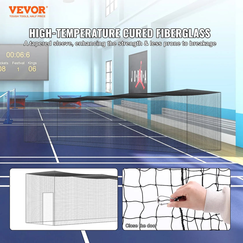 VEVOR Baseball Batting Netting, Professional Softball Baseball Batting Hitting Training Net, Practice Portable Pitching Cage Net with Door & Carry Bag, Heavy Duty Enclosed PE Netting, 55FT (NET ONLY)