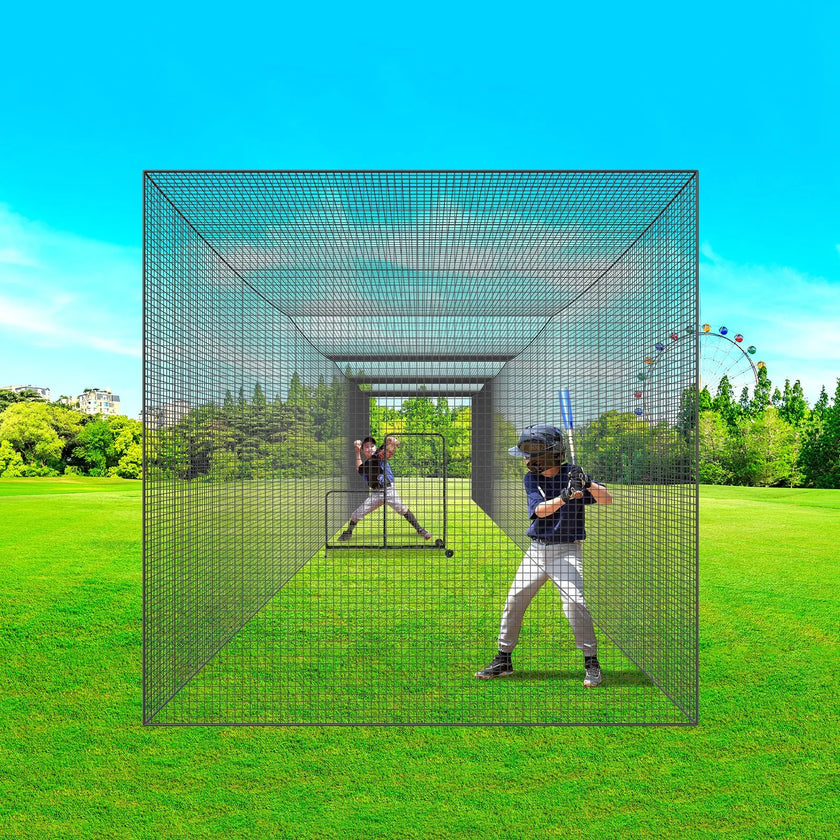 VEVOR Baseball Batting Netting, Professional Softball Baseball Batting Hitting Training Net, Practice Portable Pitching Cage Net with Door & Carry Bag, Heavy Duty Enclosed PE Netting, 55FT (NET ONLY)