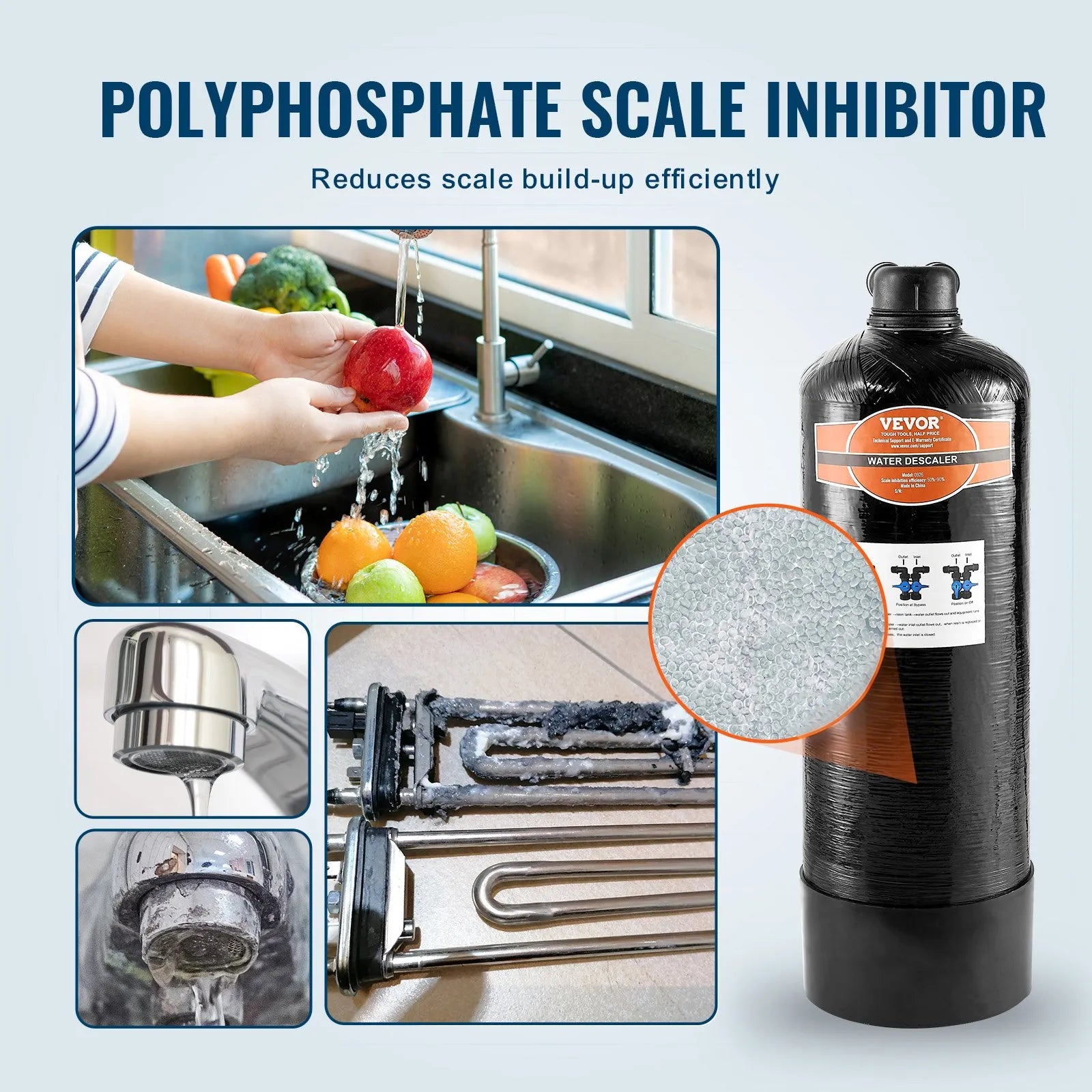 VEVOR Whole House Salt Free Descaler Water Descaler System for 2-3 Person Family