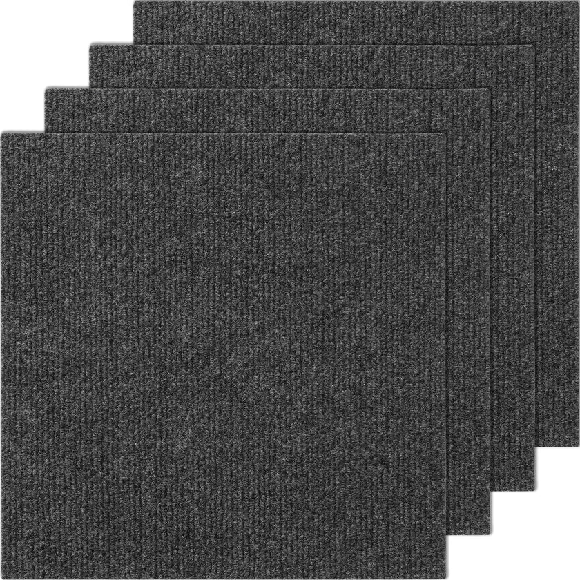 VEVOR Carpet Tiles Peel and Stick, 12” x 12” Squares Self Adhesive Carpet Floor Tile, Soft Padded Carpet Tiles, Easy Install DIY for Bedroom Living Room Indoor Outdoor (12 Tiles, Dark Gray)
