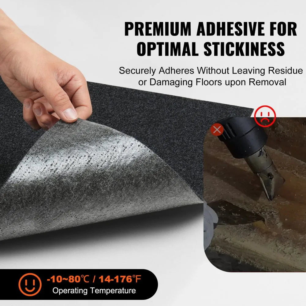 VEVOR Carpet Tiles Peel and Stick, 24” x 24” Squares Self Adhesive Carpet Floor Tile, Soft Padded Carpet Tiles, Easy Install DIY for Bedroom Living Room Indoor Outdoor (15Tiles, Carbon Black)