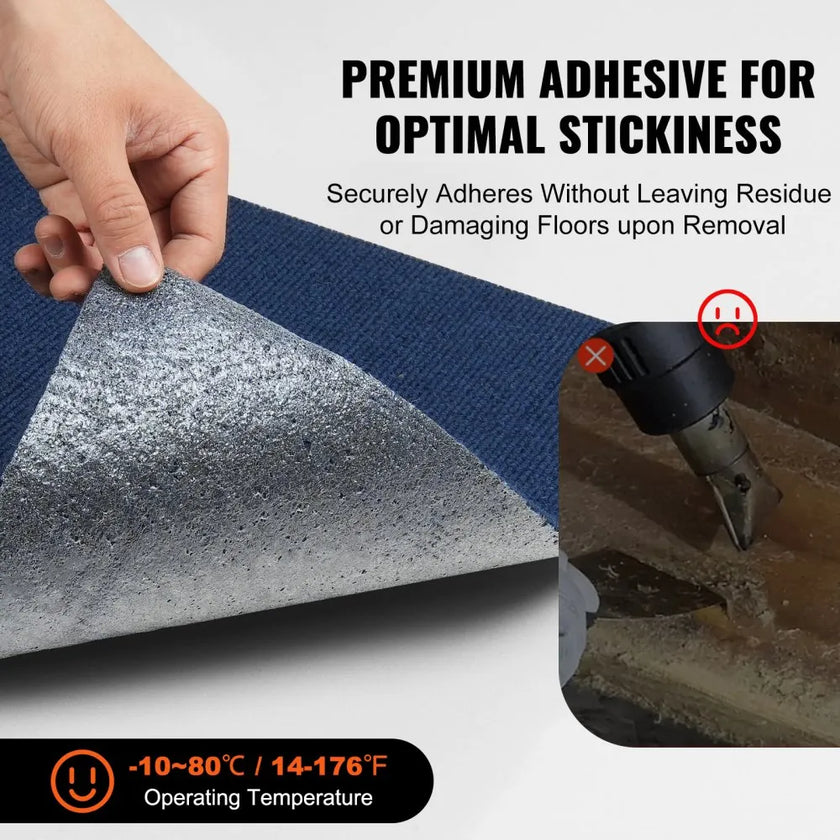VEVOR Carpet Tiles Peel and Stick, 24” x 24” Squares Self Adhesive Carpet Floor Tile, Soft Padded Carpet Tiles, Easy Install DIY for Bedroom Living Room Indoor Outdoor (15Tiles, Dark Blue)