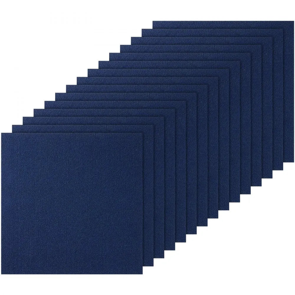 VEVOR Carpet Tiles Peel and Stick, 24” x 24” Squares Self Adhesive Carpet Floor Tile, Soft Padded Carpet Tiles, Easy Install DIY for Bedroom Living Room Indoor Outdoor (15Tiles, Dark Blue)