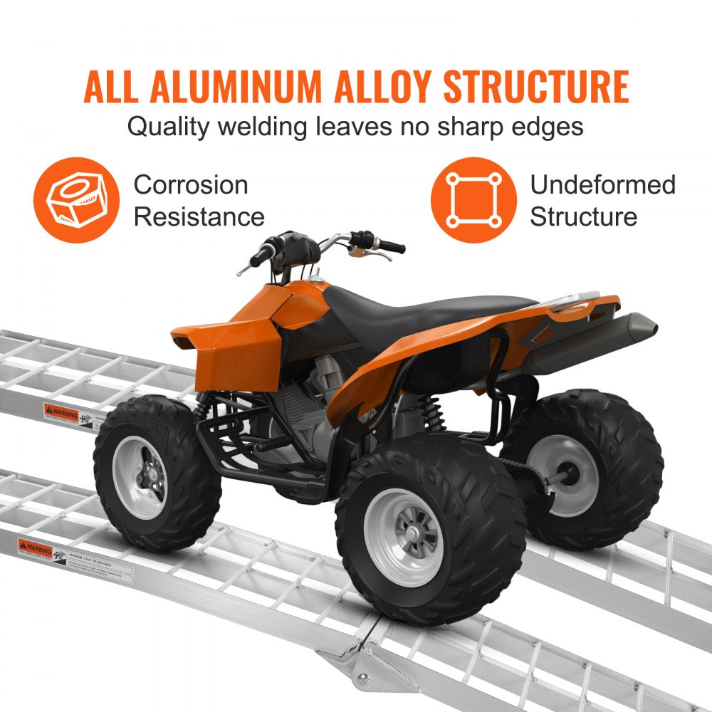 VEVOR Aluminum Ramps, 1500 lbs Folding Loading Ramps for Pickup Trucks Bed, Trailers Ramp with Load Straps for Dirt Bike, UTV, ATV, Trucks, Lawn Mowers, Snowblower, Cargo Trailer, 89