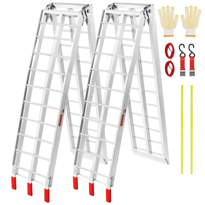 VEVOR Aluminum Ramps, 1500 lbs Folding Loading Ramps for Pickup Trucks Bed, Trailers Ramp with Load Straps for Dirt Bike, UTV, ATV, Trucks, Lawn Mowers, Snowblower, Cargo Trailer, 89