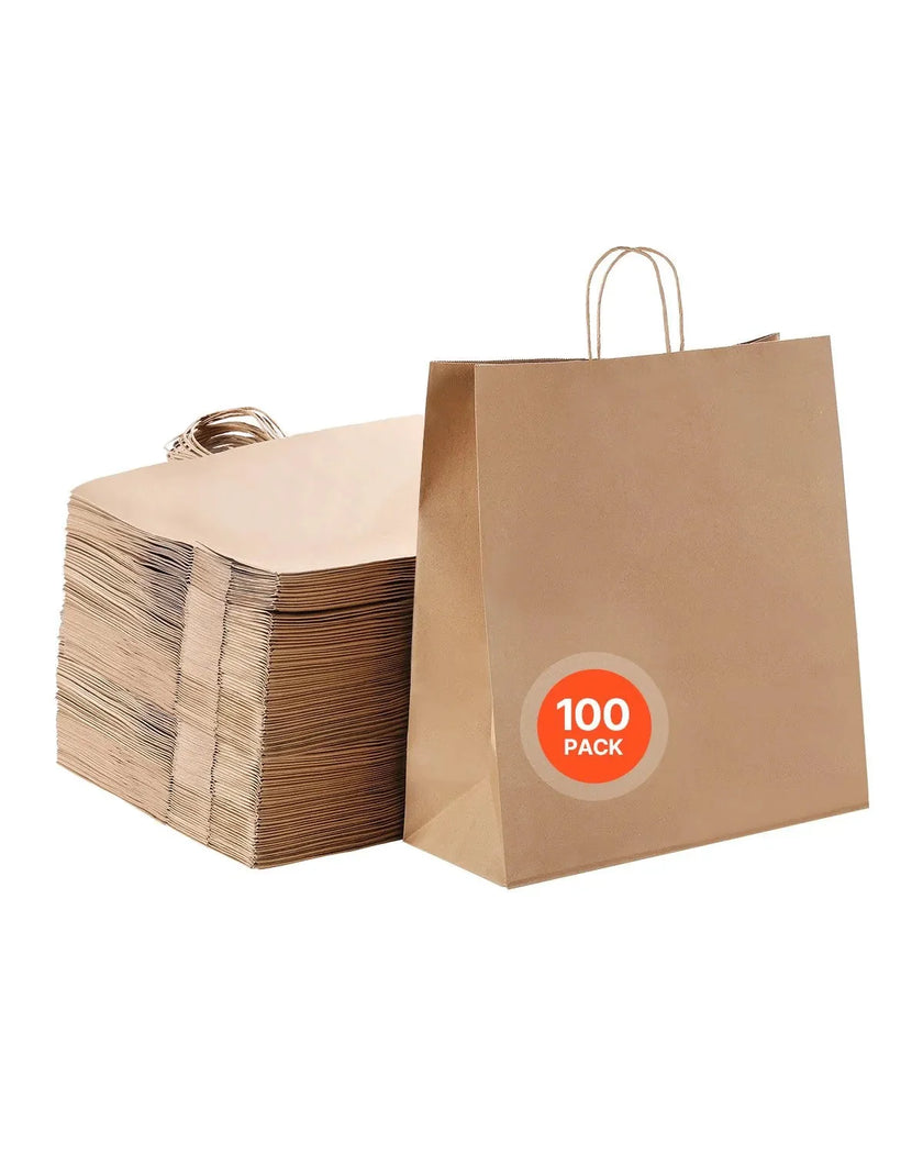 VEVOR Kraft Paper Bags with Handles – 100Pcs Large Eco-Friendly Bags
