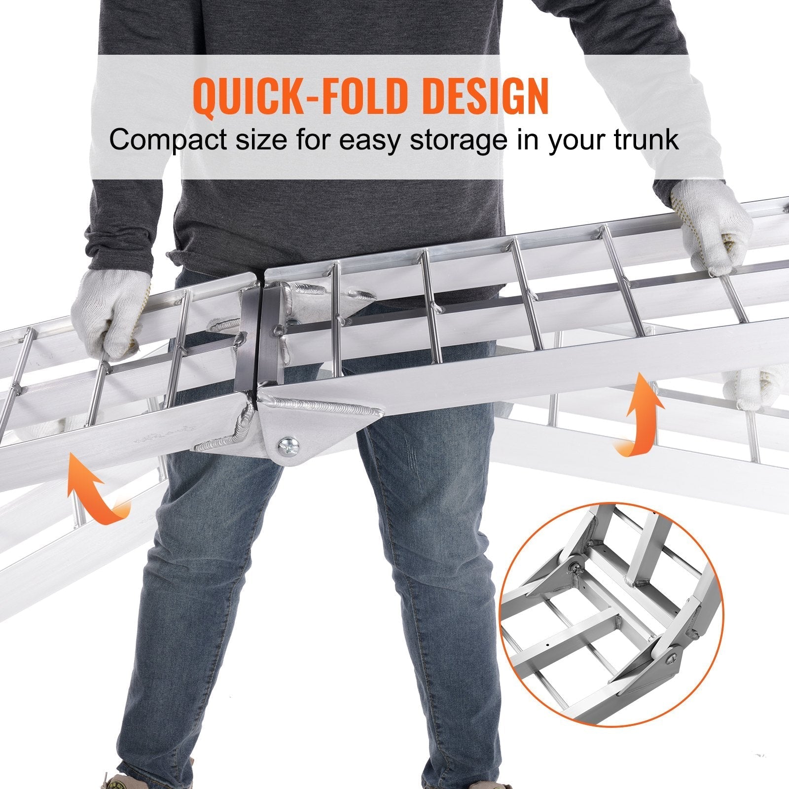 VEVOR Motorcycle Ramps, 750lbs Folding Loading Ramps for Pickup Trucks Bed, Trailers Ramp with Load Straps for Motorcycle, Dirt Bike, UTV, Lawn Mower, Truck, Snowblower, Cargo Trailer, 89