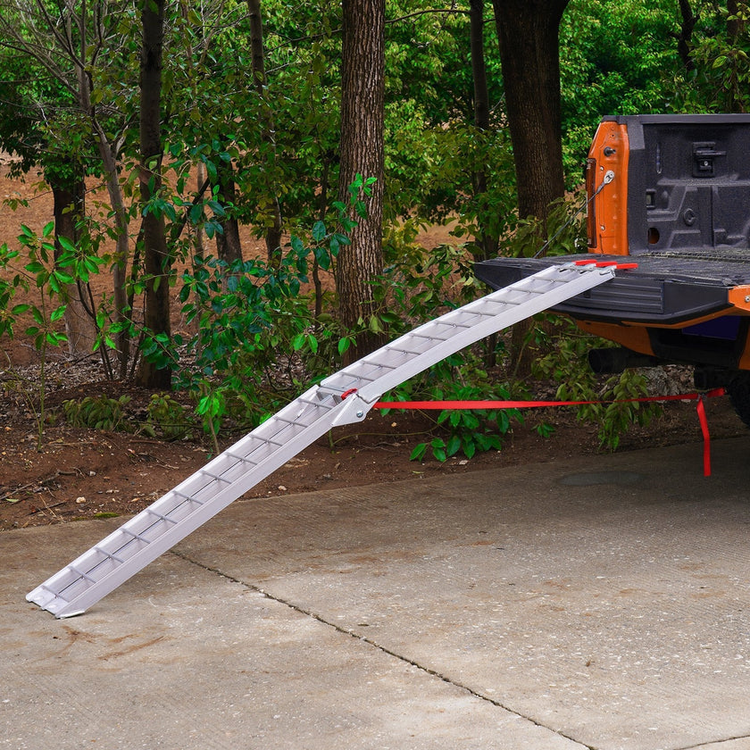 VEVOR Motorcycle Ramps, 750lbs Folding Loading Ramps for Pickup Trucks Bed, Trailers Ramp with Load Straps for Motorcycle, Dirt Bike, UTV, Lawn Mower, Truck, Snowblower, Cargo Trailer, 89