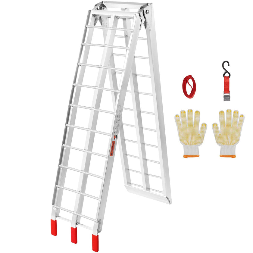 VEVOR Motorcycle Ramps, 750lbs Folding Loading Ramps for Pickup Trucks Bed, Trailers Ramp with Load Straps for Motorcycle, Dirt Bike, UTV, Lawn Mower, Truck, Snowblower, Cargo Trailer, 89