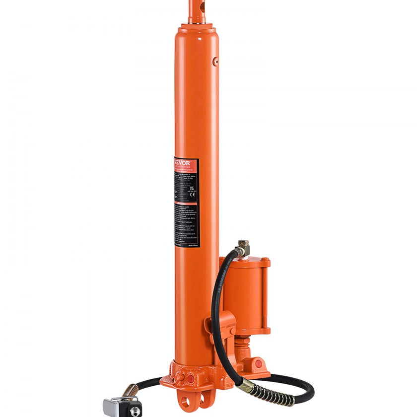 VEVOR Hydraulic Long Ram Jack, 8 Ton Engine Hoist Cylinder with Air Pump and Single Piston Pump, Hydraulic Ram Cylinder Clevis Base for Engine Lift Hoists, Garage/Shop Cranes, Mechanical, Farm