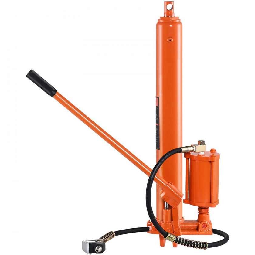 VEVOR Hydraulic Long Ram Jack, 8 Ton Engine Hoist Cylinder with Air Pump and Single Piston Pump, Hydraulic Ram Cylinder Clevis Base for Engine Lift Hoists, Garage/Shop Cranes, Mechanical, Farm