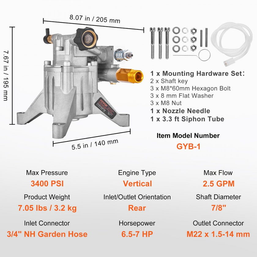 VEVOR Pressure Washer Pump, 7/8