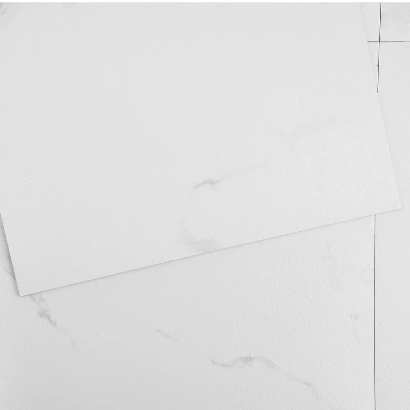 VEVOR Self Adhesive Vinyl Floor Tiles 12 x 12 inch, 50 Tiles 1.5mm Thick Peel & Stick, White Marble Texture DIY Flooring for Kitchen, Dining Room, Bedrooms & Bathrooms, Easy for Home Decor
