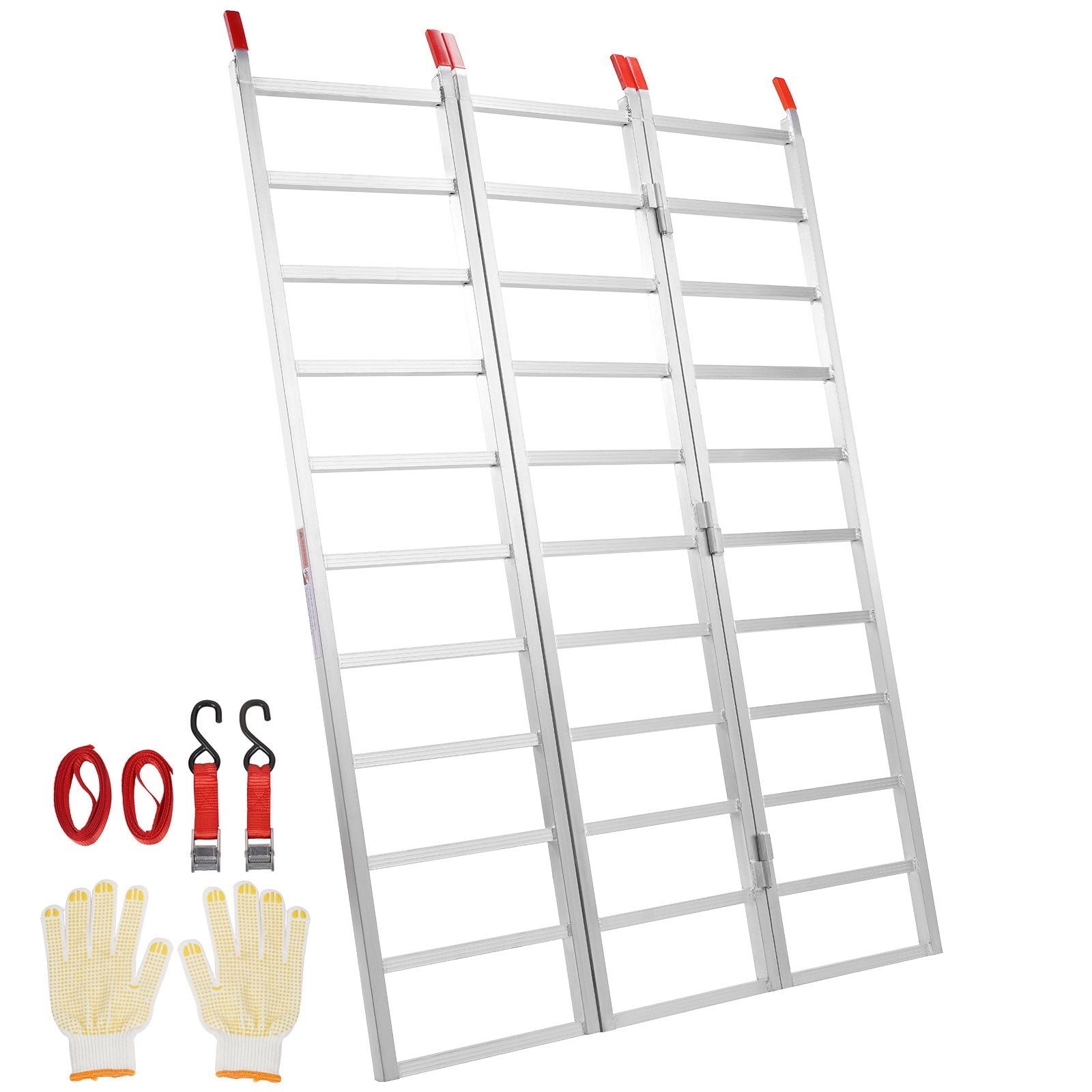 VEVOR Aluminum Ramps, 1500 lbs, Folding Loading Ramp with Load Straps, Tri-Fold Ramp for UTV, ATV, Trucks, Motorcycle, Lawnmower, Snow Blower, 77